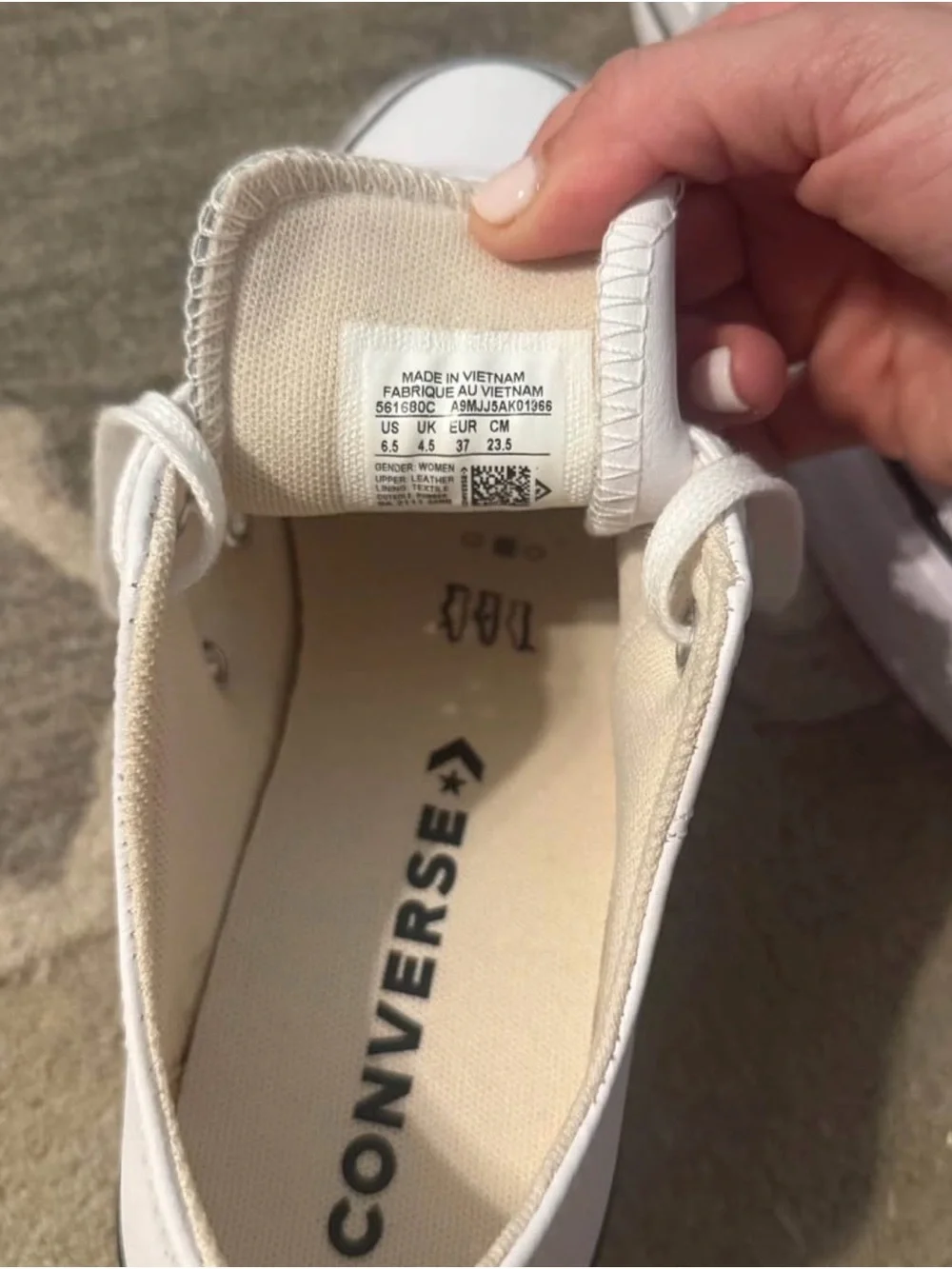 Converse White Low Top Platform Sneakers with Black Trim